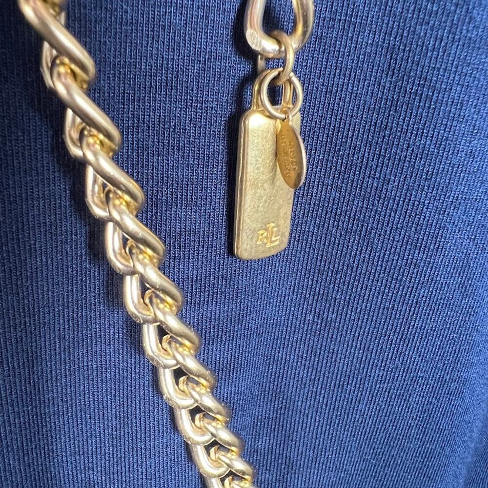 NEW! LAUREN Ralph Lauren Tunic Top 2X Lighthouse Navy w/ Gold Tone Belt $95 - Picture 5 of 8